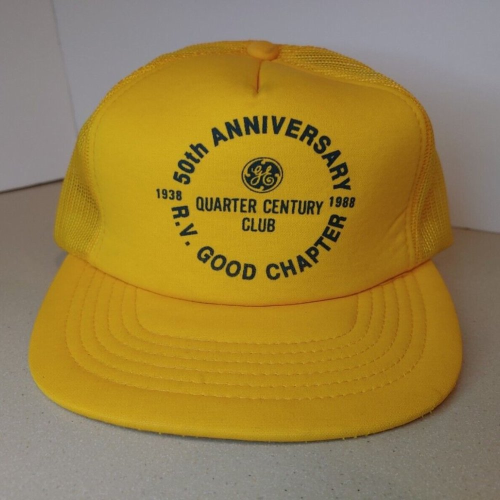 Vintage 80s GE General Electric Trucker Hat Employee Cap 50th Anniversary RV VTG